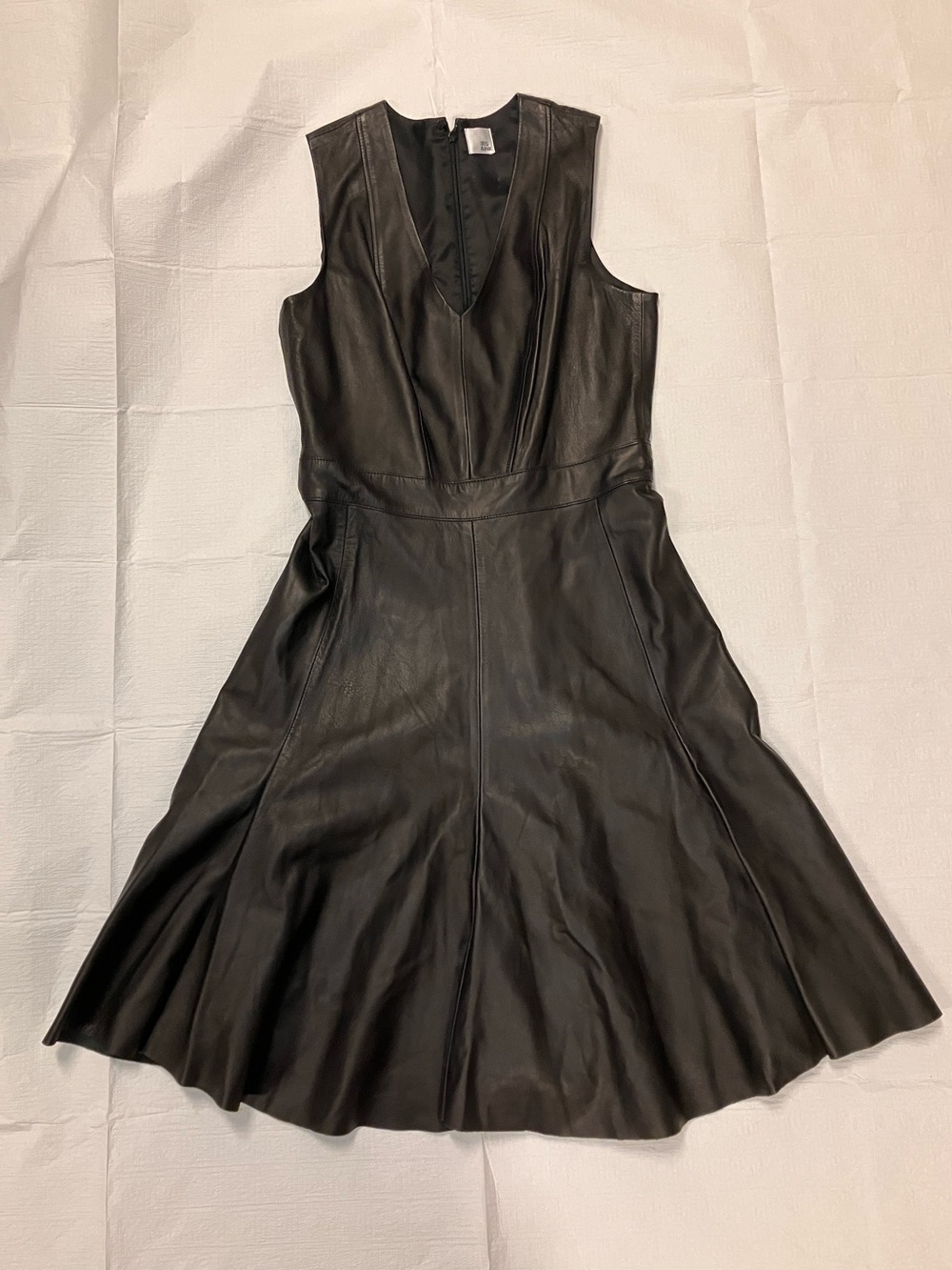 Iris & Ink Black Leather Sleeveless Fit & Flare Dress